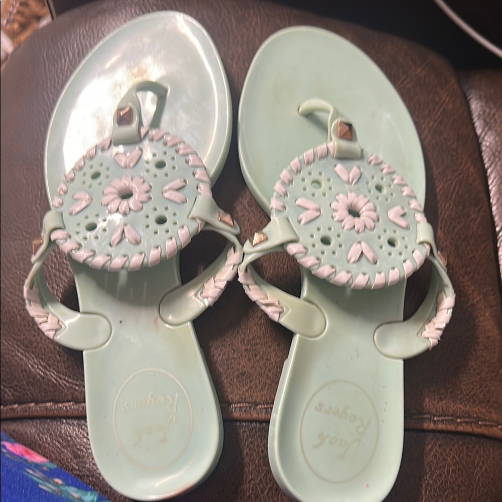 Jack Rogers Georgica Jelly Mint Green Sandals Sz 2